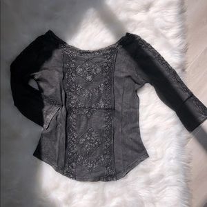 Free People Lace Black Top
